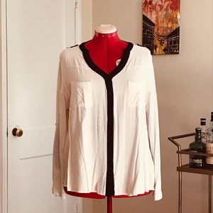 Cream shirt with black detail and lace